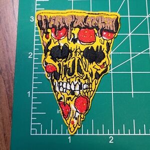 2/$10 Skull Pizza Embroidered Patch